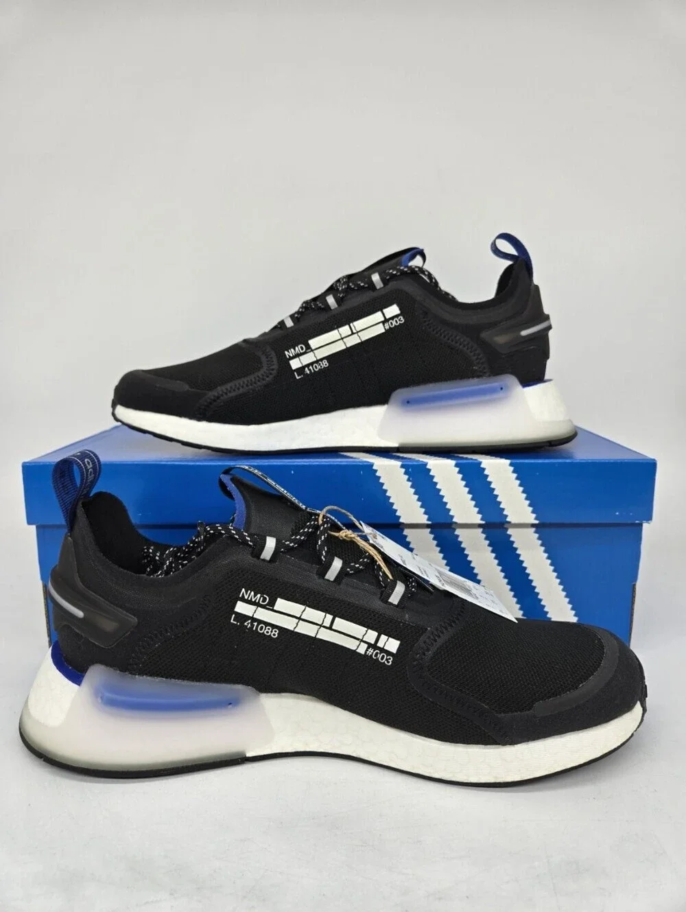 Adidas Men's NMD_V3 HQ9838 Black White Royal Blue Shoes Size 9.5